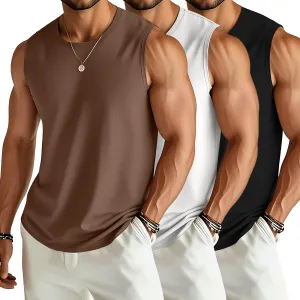 Ficerd 3 Pack Men's Big and Tall Tank Tops Workout Gym Muscle Plus Size T Shirts Sleeveless Fitness Athletic Oversized Tee