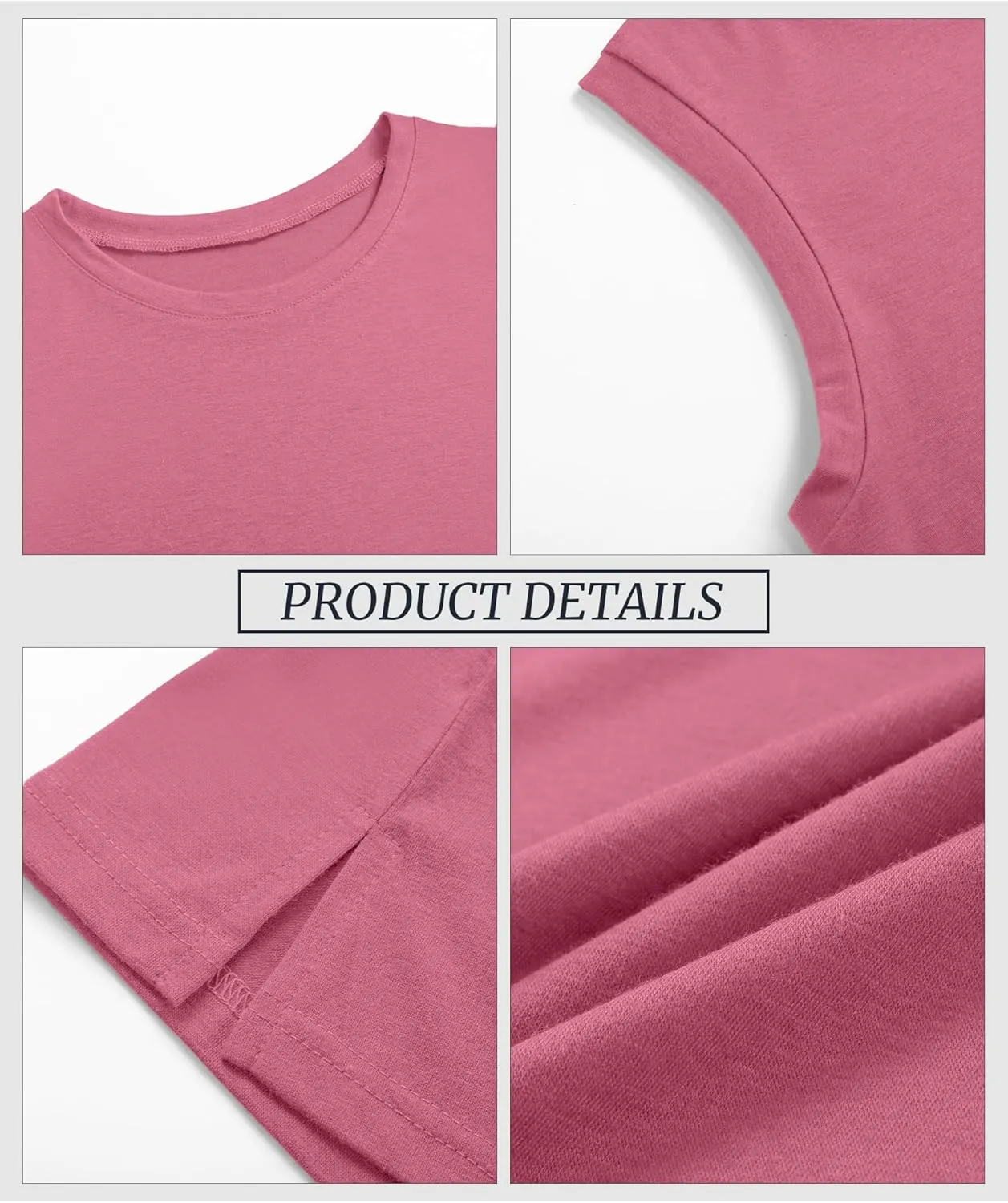 Ficerd 4 Pack Women's Sleeveless Tops, Casual Summer Loose Fit T Shirts Solid Color Tunic Tank Tops Ladies' Crew Neck Tee
