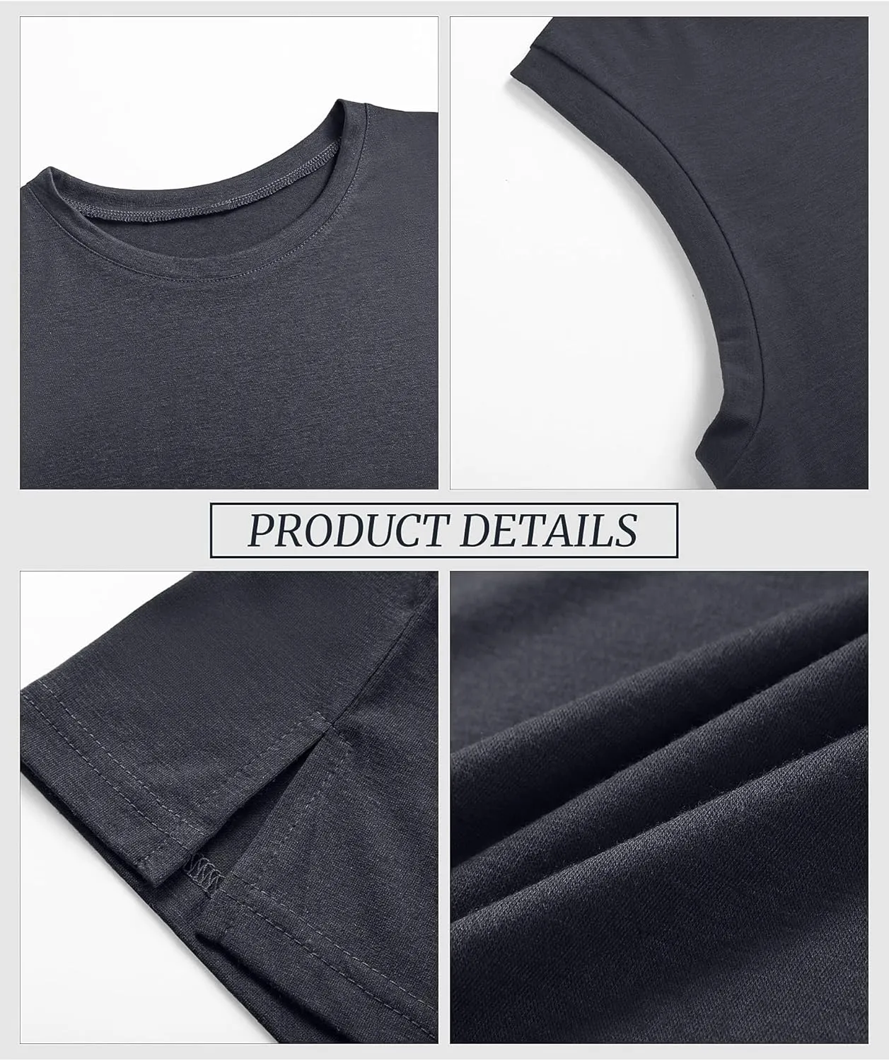 Ficerd 4 Pack Women's Sleeveless Tops, Casual Summer Loose Fit T Shirts Solid Color Tunic Tank Tops Ladies' Crew Neck Tee