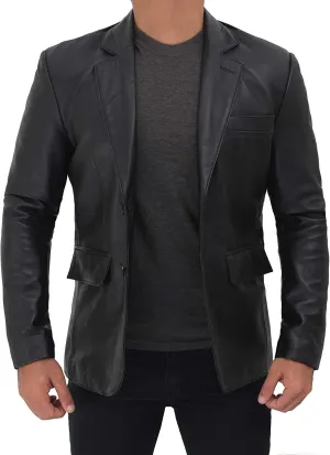fjackets Men's Real Lambskin Leather Blazer Jacket  Stylish Leather Jackets Mens, Ideal for Business, Casual & Formal Events