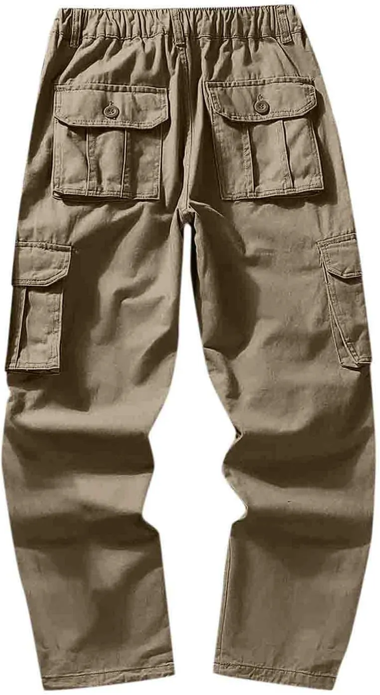 GIERIDUC Straight Leg Cargo Pants for Mens Home Workout Equipment for Men Brown Dress Pants Slim Fit Big and Tall Mens Pants