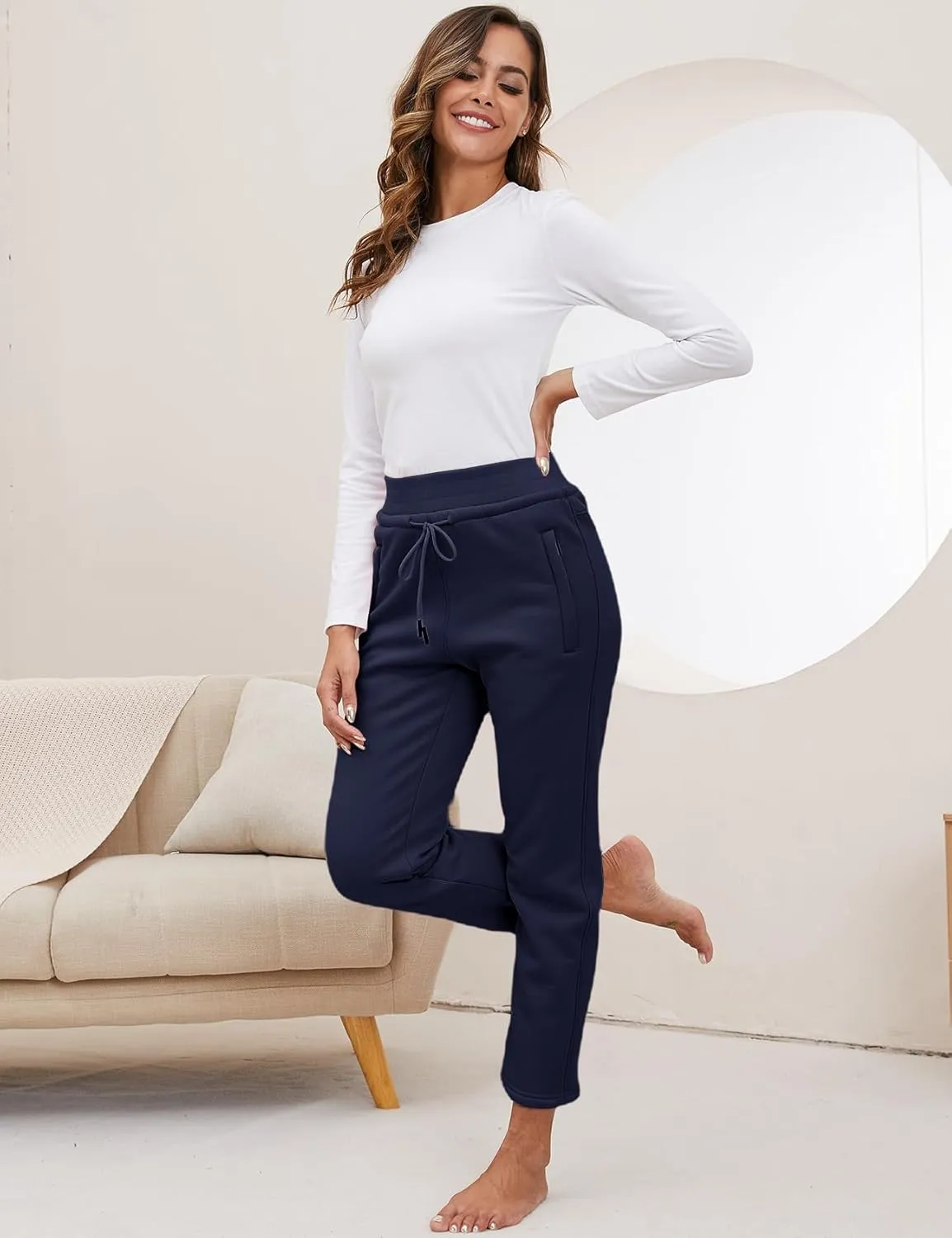 Gihuo Women's Winter Fleece Pants Sherpa Lined Sweatpants Active Running Jogger Pants
