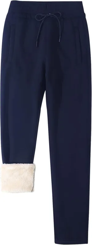 Gihuo Women's Winter Fleece Pants Sherpa Lined Sweatpants Active Running Jogger Pants