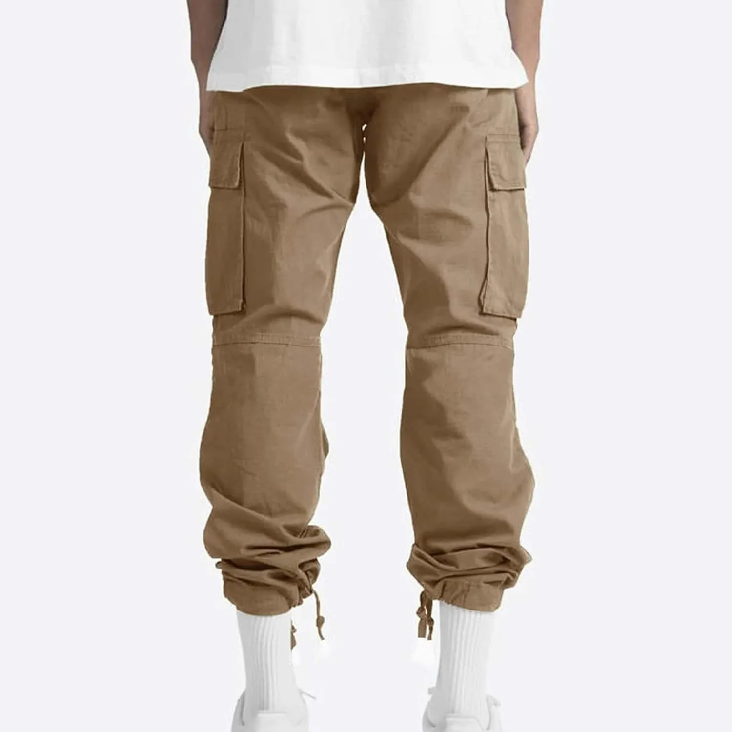 GOFULY Cargo Pants Mens Baggy Drawstring Elastic Waist Sweat Pants Tall with Multi Pockets Pants Casual Joggers Trousers