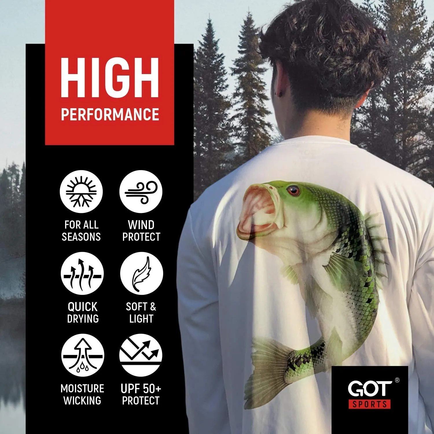 GOT Sports UPF 50  Fishing T Shirts for Men Women Long Sleeve - UV Sun Protection, Lightweight