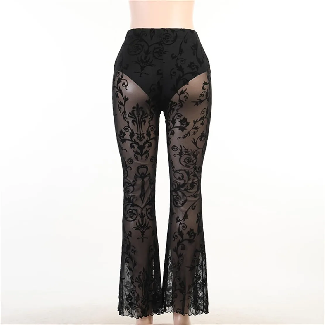 Gothic Bell Bottom Pants for Women Goth Grunge Black High Waisted Flare Leggings Boho Hippie Festival Outfits