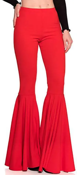 GUOLEZEEV Women High Waisted Flare Pants Solid Color Fashion Pleated Bell Bottoms(7 Colors)
