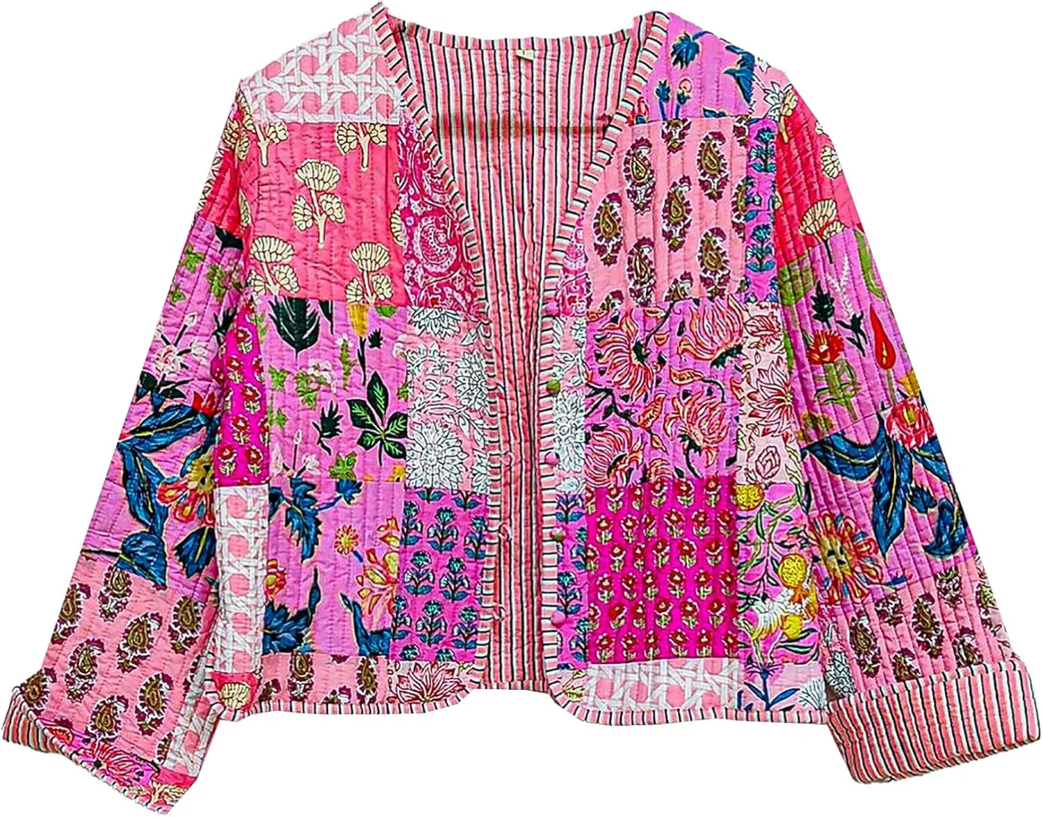 Handmade Women's Kantha Jacket, Unisex Patchwork Indian Cotton Kantha Jacket