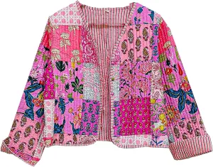 Handmade Women's Kantha Jacket, Unisex Patchwork Indian Cotton Kantha Jacket