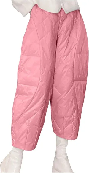 HGps8w Lightweight Baggy Down Cotton Pants for Women Plus Size Casual Warm Winter Padded Quilted Insulation Harem Pants