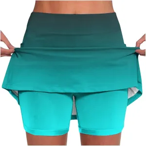 High Waisted Tennis Skirts for Women Built in Shorts, Gradient Mini Athletic Skorts Golf Sports Running Skort