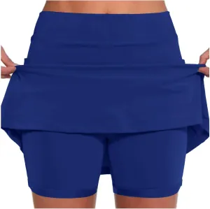 High Waisted Women's Pleated Tennis Skirts for Women with Shorts Elastic Comfort Athletic Shorts 2024 Golf Skirts
