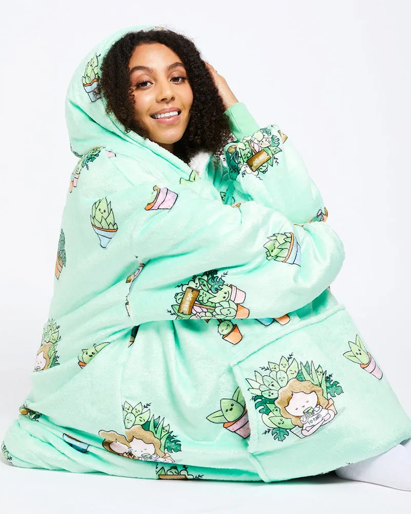 Interesting Floral Cartoon Prints Casual Blanket Hoodie