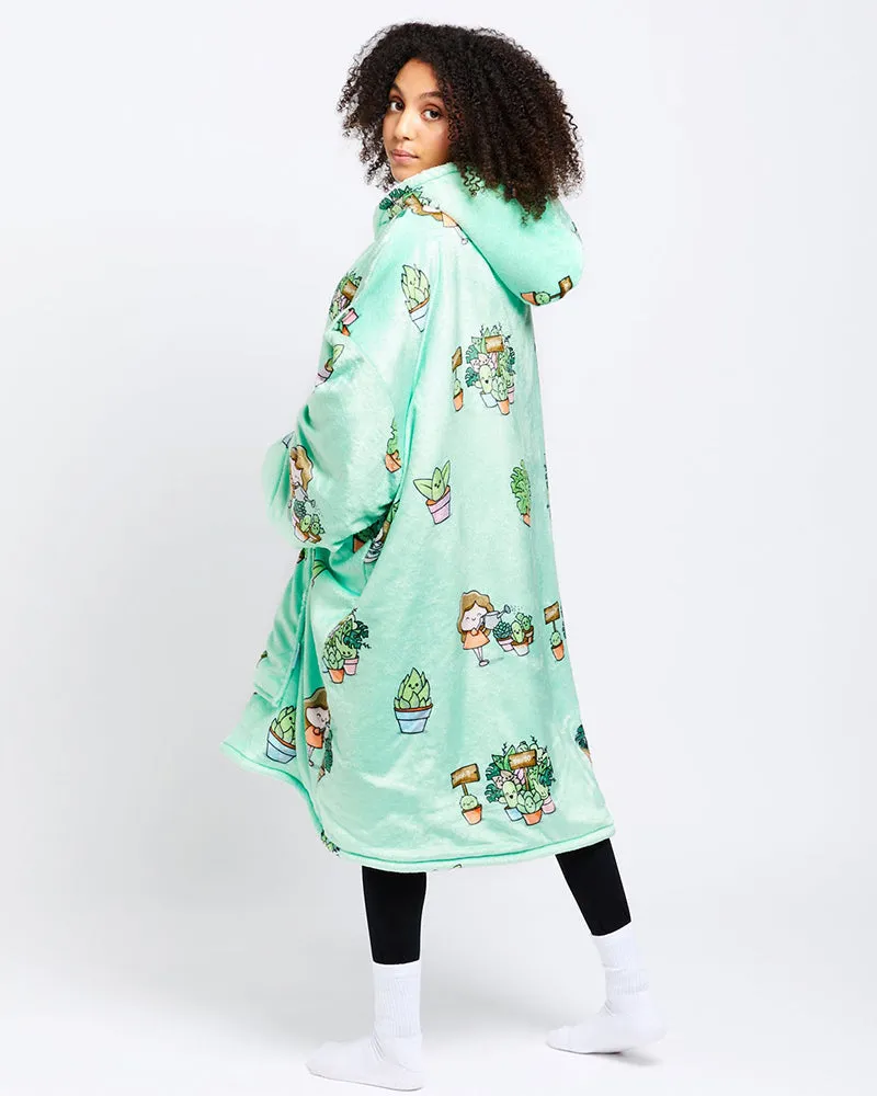 Interesting Floral Cartoon Prints Casual Blanket Hoodie