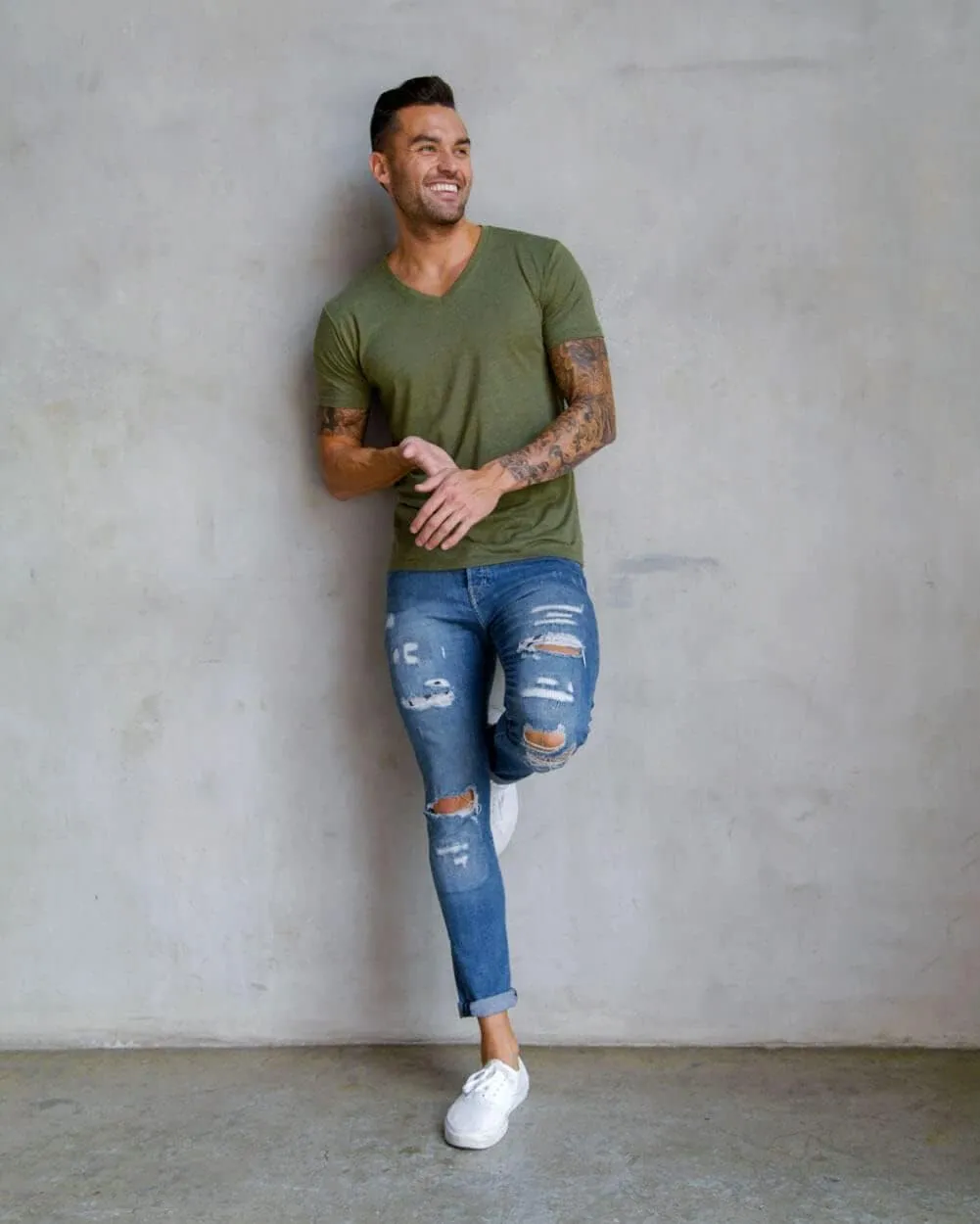INTO THE AM Premium V Neck T Shirts for Men - Modern Fitted Tees S - 2XL Vneck Undershirts