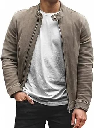 IZAC & DAUD Mens Black/Brown Lambskin Leather Biker Jacket Slim Fit Leather Jacket Vintage Real Motorcycle Jackets For Men