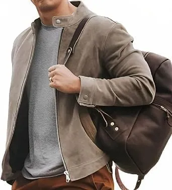 IZAC & DAUD Mens Black/Brown Lambskin Leather Biker Jacket Slim Fit Leather Jacket Vintage Real Motorcycle Jackets For Men