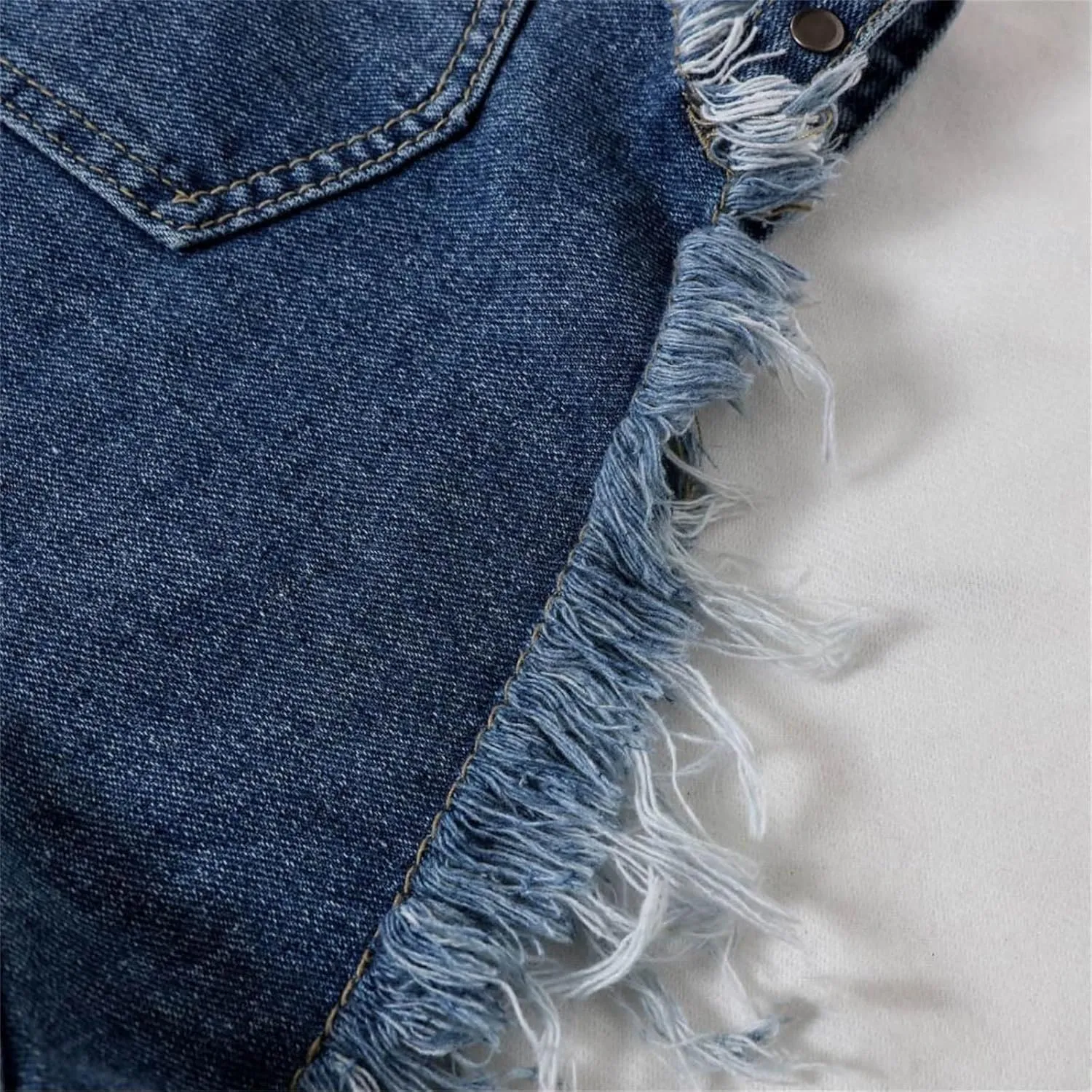 Jean Shorts Womens Fashion Cut Off Tassel Rivet Ripped High Waisted Short Jeans Punk Sexy Denim Jorts with Pockets