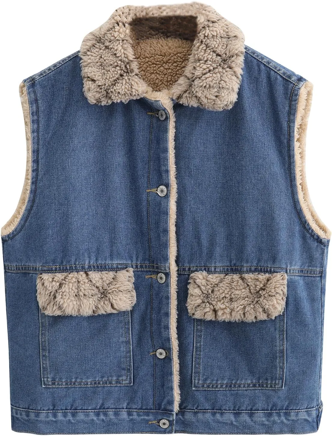 JiruixinAutumn and winter velvet casual denim jacket, retro and fashionable women's winter plus size denim vest