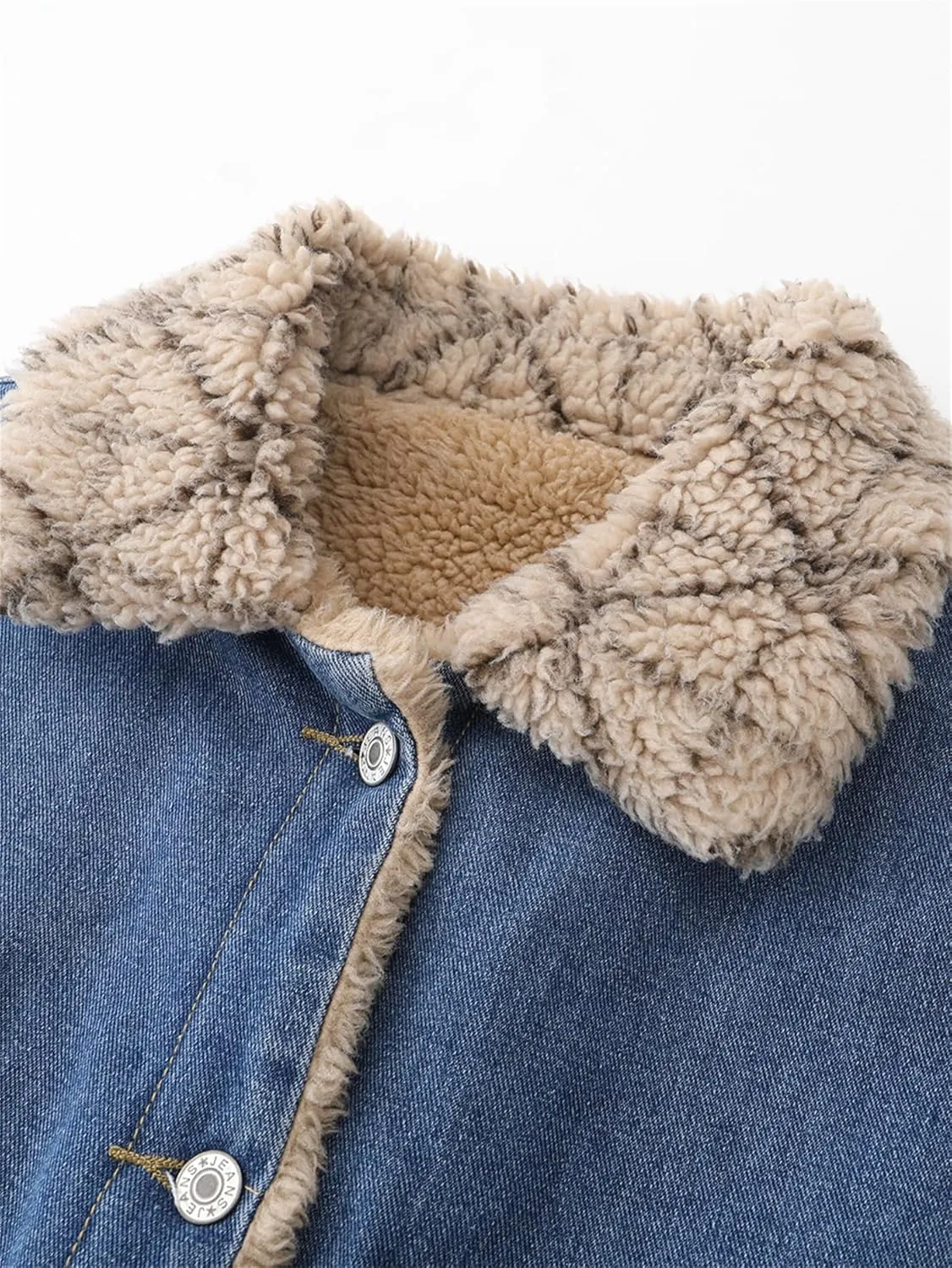 JiruixinAutumn and winter velvet casual denim jacket, retro and fashionable women's winter plus size denim vest