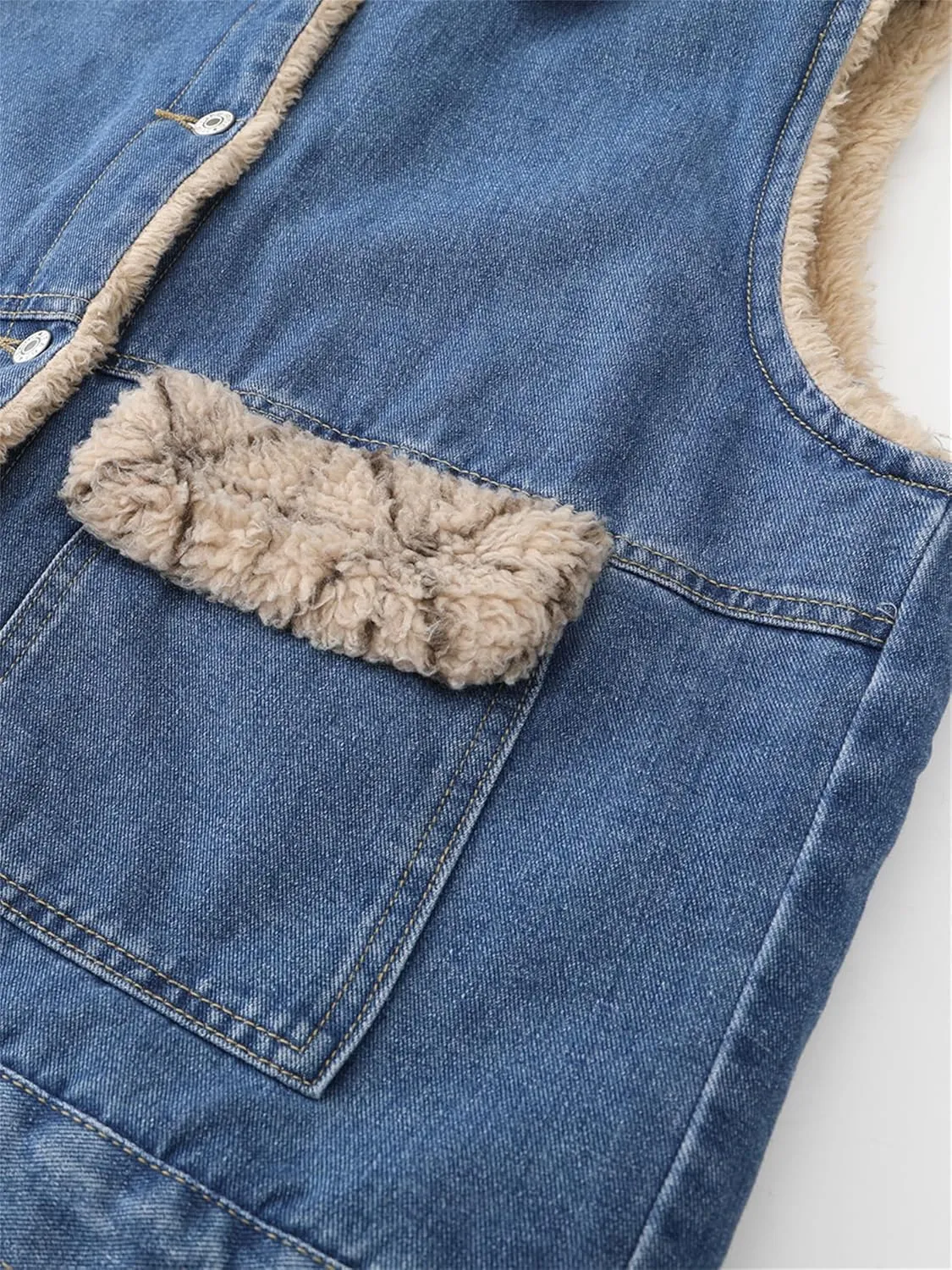 JiruixinAutumn and winter velvet casual denim jacket, retro and fashionable women's winter plus size denim vest
