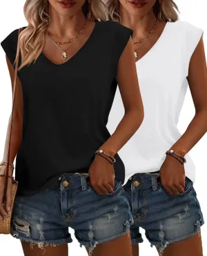 KKJ Womens Tank Tops Cap Sleeve U Neck Tops 2025 Summer Spring Casual Tee Trendy T Shirts Beach Vacation Fashion Clothes