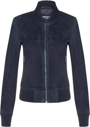 Ladies Goat Suede Bomber Genuine Leather MA-1 Varsity Retro Jacket