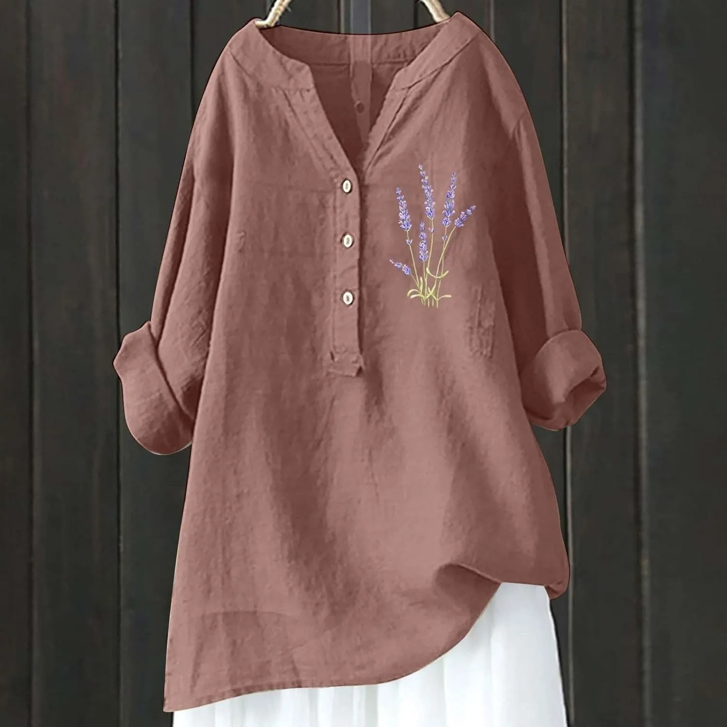Linen Clothes for Women Linen Clothes for Women Down Blouses Tops Black Button Up Shirt Top Long
