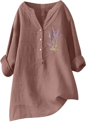 Linen Clothes for Women Linen Clothes for Women Down Blouses Tops Black Button Up Shirt Top Long