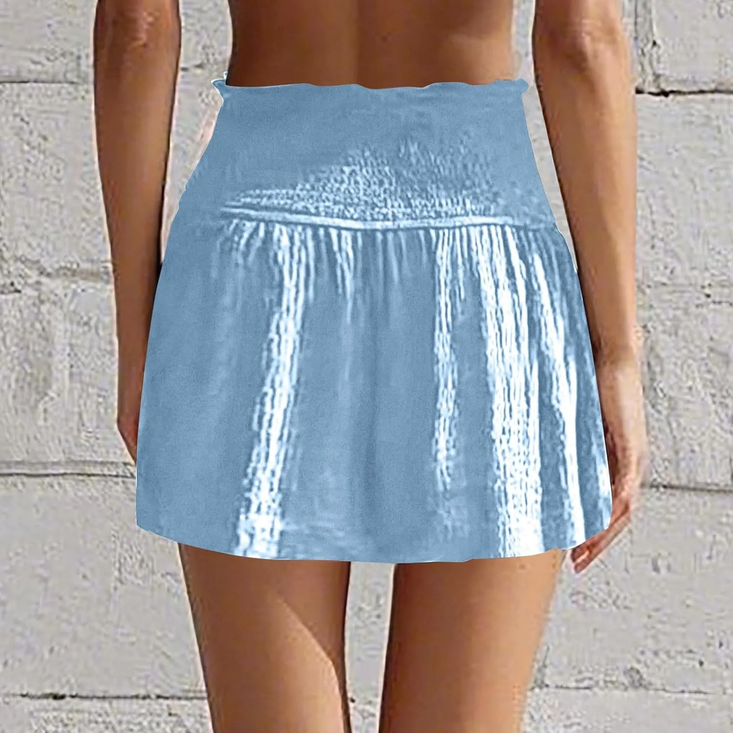 Linen Shorts for Women Summer High Waisted Flowy Pleated Pull on Shorts Stylish Comfortable Lightweight Casual Short