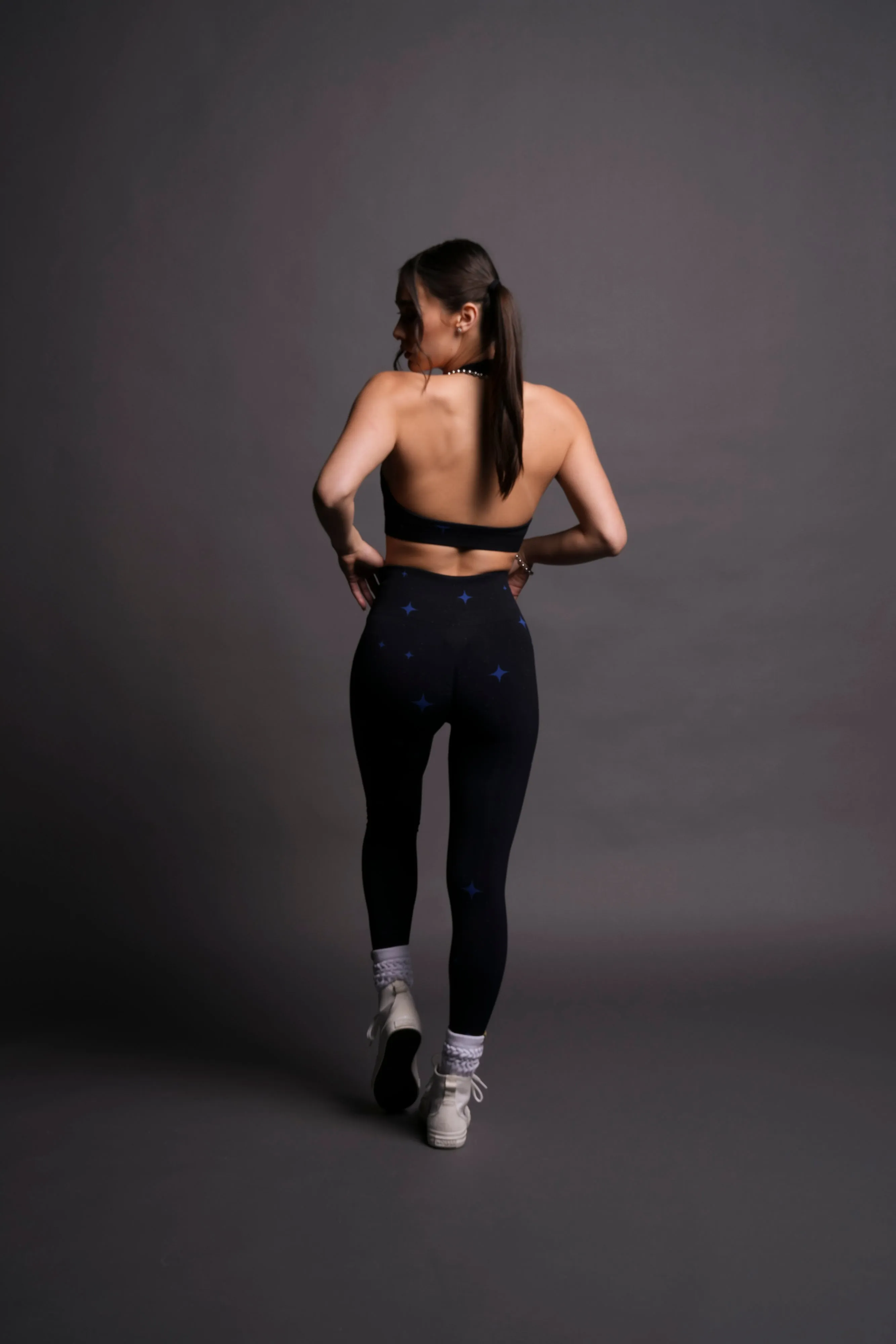 Lone "Everson Seamless" Halter Bra in Darc Cobalt Starry Night