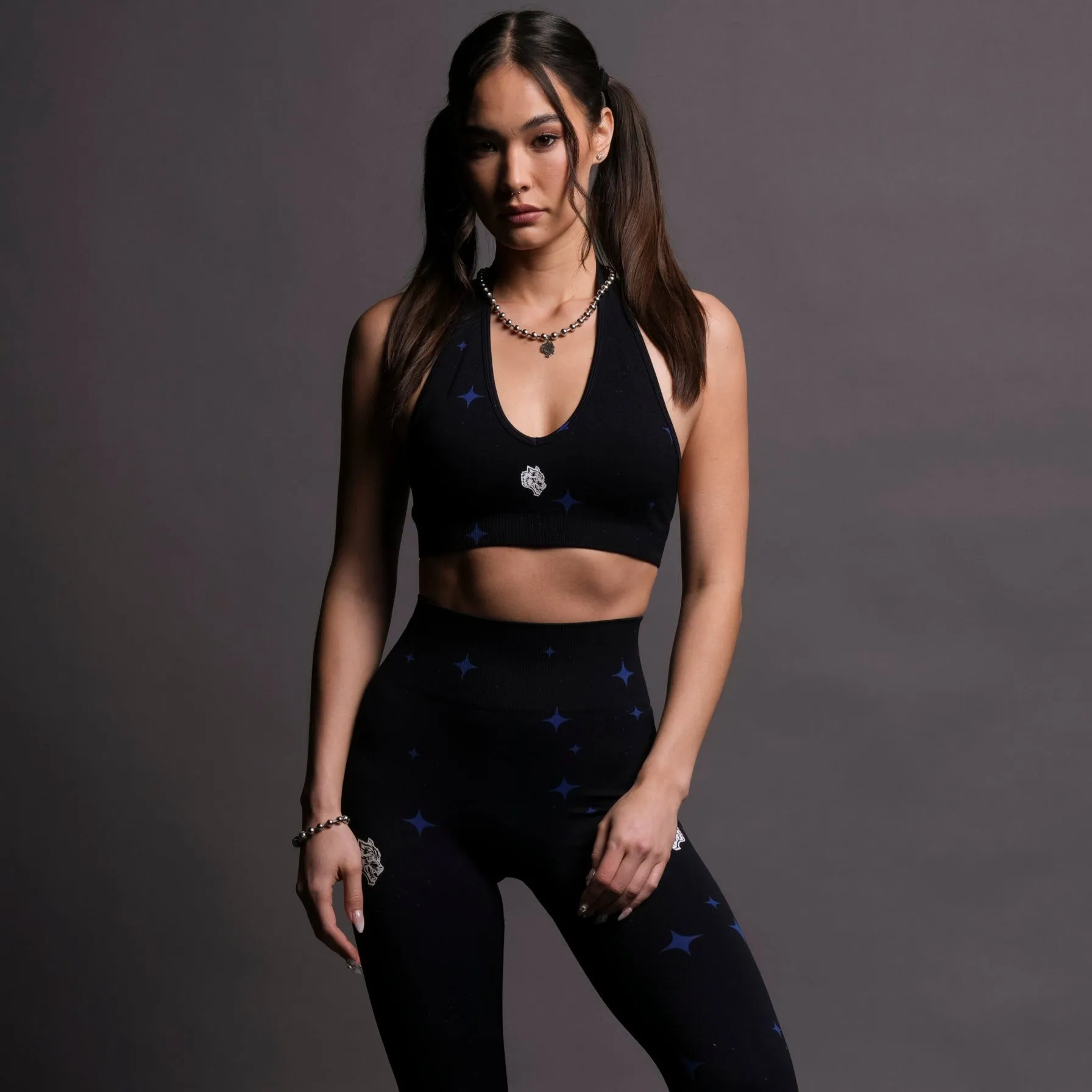 Lone "Everson Seamless" Halter Bra in Darc Cobalt Starry Night