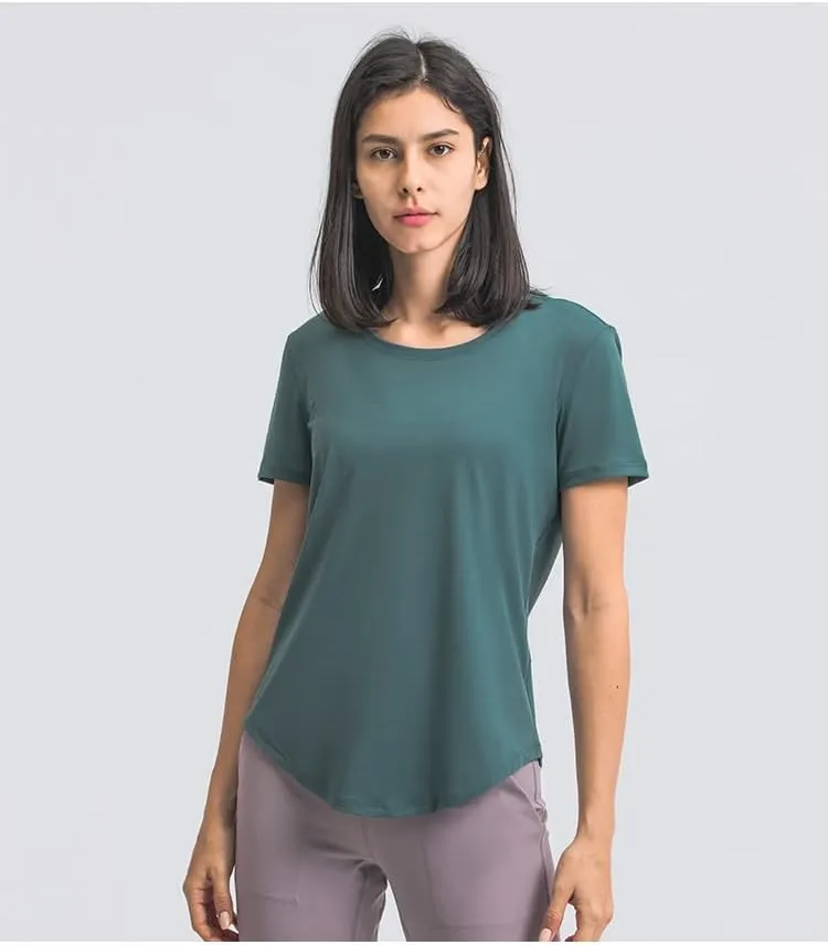 Looleafy Women's Running Shirts Quick Dry Short Sleeve Athletic Workout Tops V Neck Moisture Wicking Tops Women