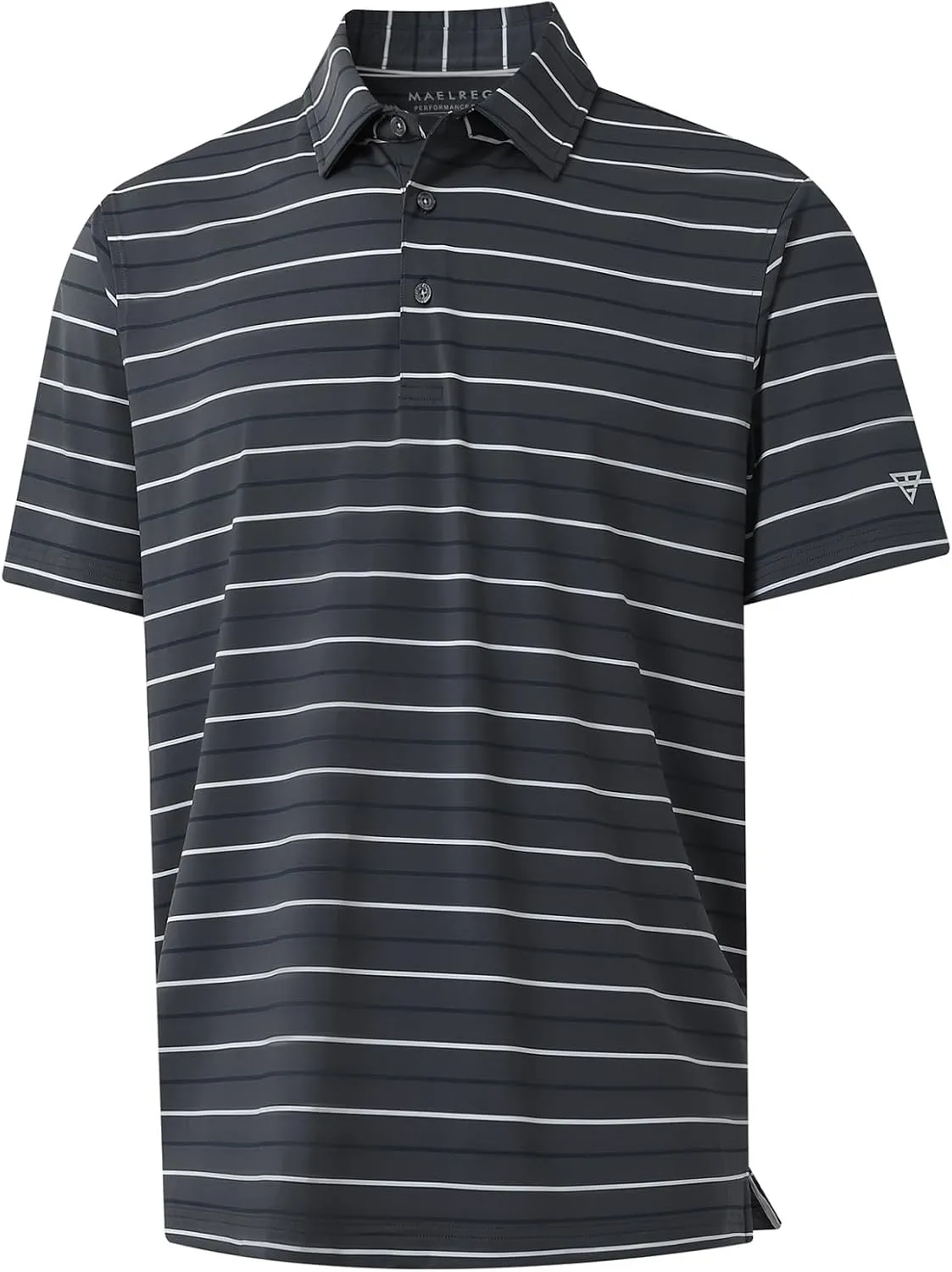 M MAELREG Golf Shirts for Men Short Sleeve Dry Fit Striped Performance Lightweight Moisture Wicking Collared Casual Golf Polo