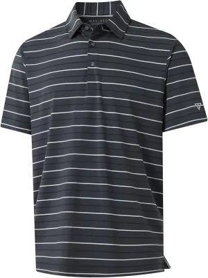M MAELREG Golf Shirts for Men Short Sleeve Dry Fit Striped Performance Lightweight Moisture Wicking Collared Casual Golf Polo