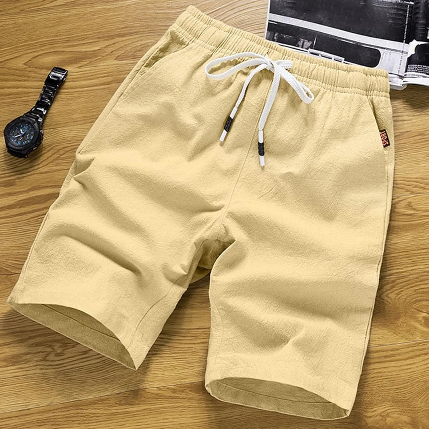 Men Beach Shorts Work Shorts Fashion Slim Five Minute Pants Beach Shorts Men's Cotton Blend Shorts Short for Mens