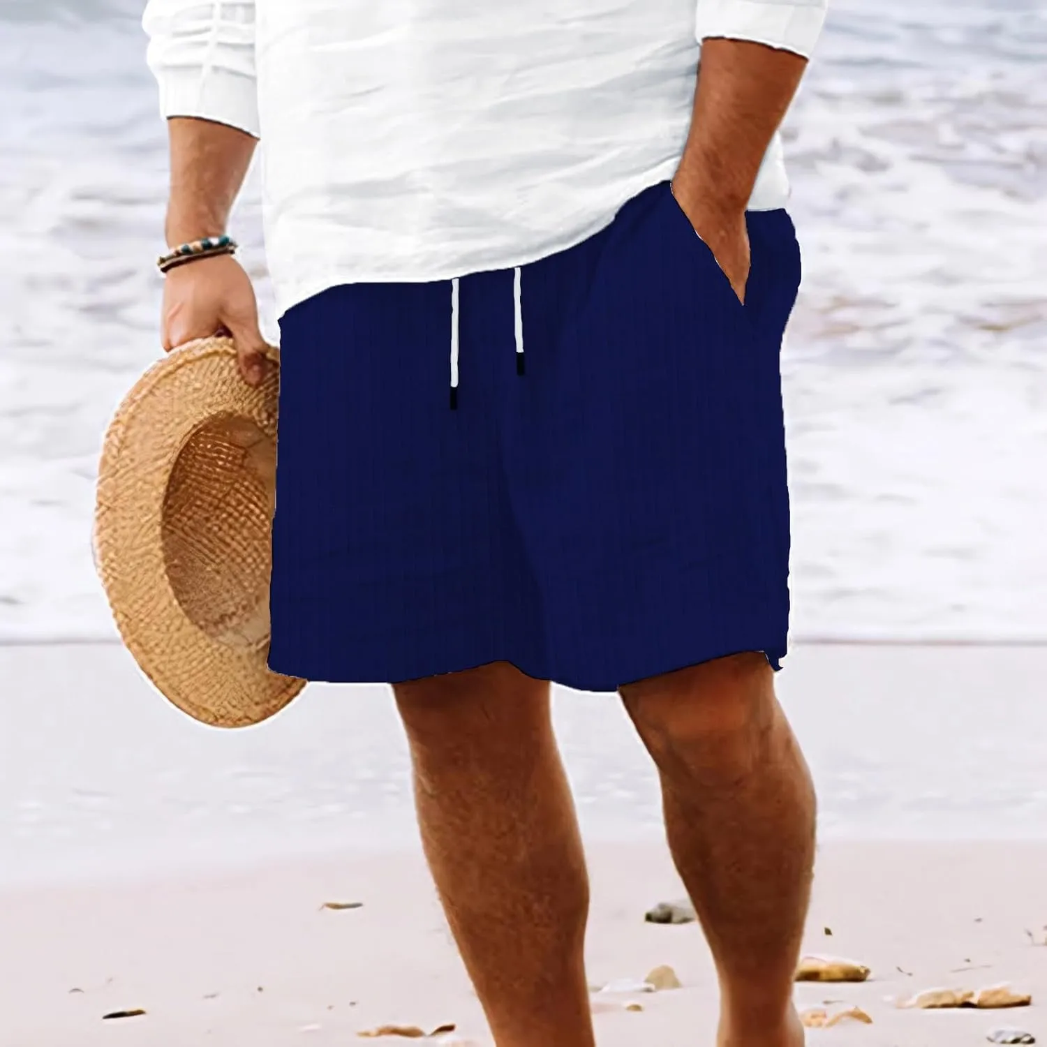 Men Beach Shorts Work Shorts Fashion Slim Five Minute Pants Beach Shorts Men's Cotton Blend Shorts Short for Mens