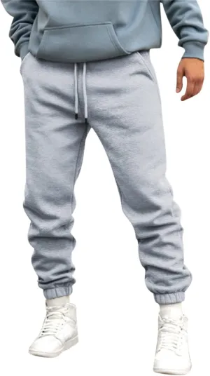 Mens Autumn and Winter High Street Fashion Leisure Pants Loose Sports Running Trousers Solid Color Lace Up Joggers