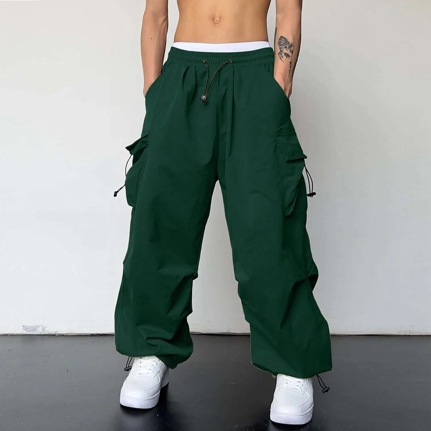 Mens Cargo Pant Elastic Waist Work Pant Multi Pockets Casual Stretchy Outdoor Pants