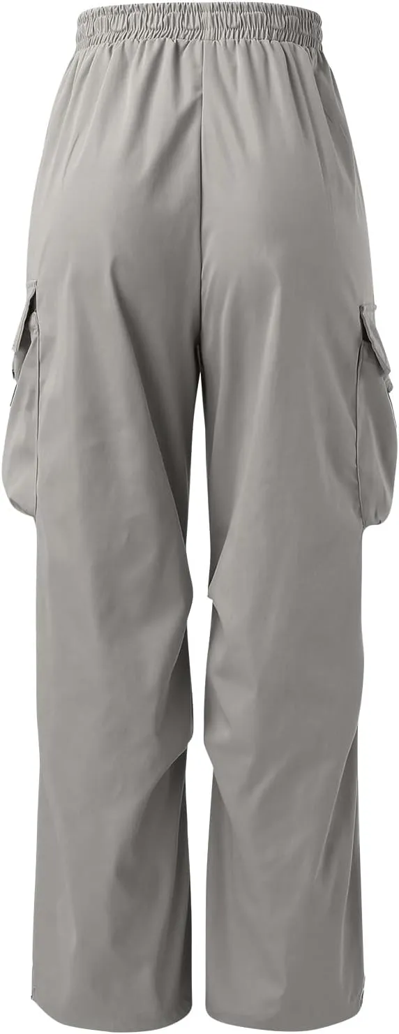Mens Cargo Pants Casual Lightweight Elastic Waist Drawstring Pant Streetwear with Multiple Pockets
