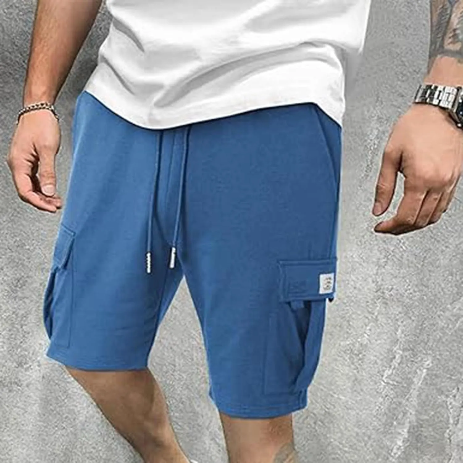 Mens Cargo Pants Casual Linen Waistband Pant Open Hem Sweatpant Joggers Looseness Running Workout Jogger