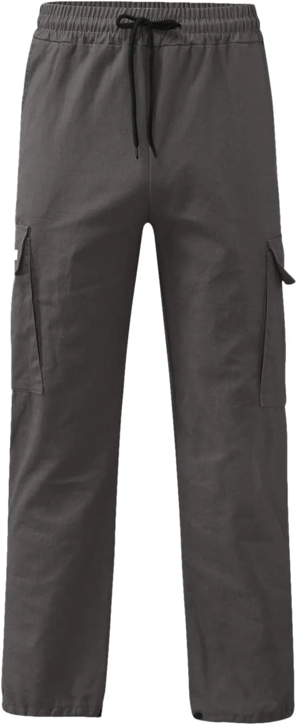 Mens Cargo Pants Summer Lightweight Elastic Waist Wide Pant Loose Fit Joggers Outdoor Hiking Trousers