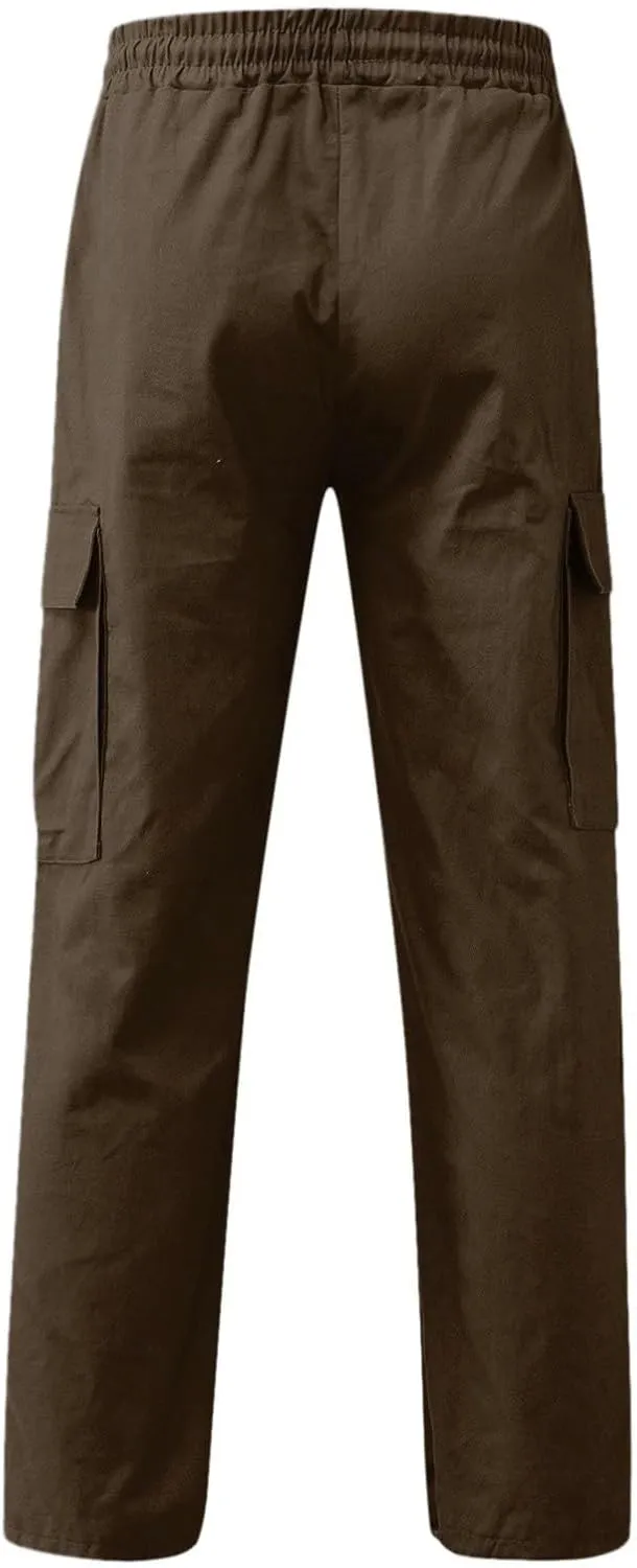 Mens Cargo Pants Twill Chino Pants Trousers Loose Fit Hiking Joggers Tapered Pants Athletic Sweatpants