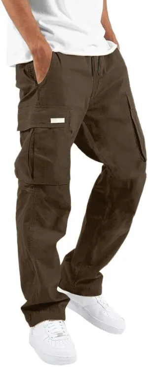 Mens Cargo Pants Twill Chino Pants Trousers Loose Fit Hiking Joggers Tapered Pants Athletic Sweatpants