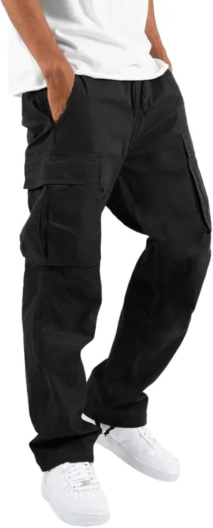 Men's Casual Cargo Pants Loose Loose Fit Hiking Trousers Athletic Pants Outdoor Wearing Pants with Pockets Joggers
