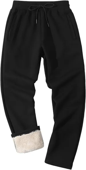 Mens Casual Cotton Sweatpants Drawstring Baggy Wide Straight Leg Sports Pants Outdoor Hiking Trousers