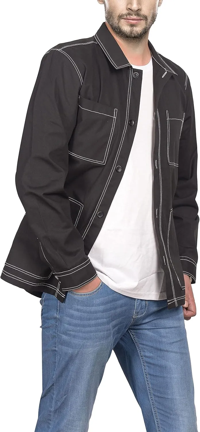 Mens Casual Lightweight Jacket Cotton Overshirts Button Down Shirt Jackets Regular & Big-tall Shacket Jacket