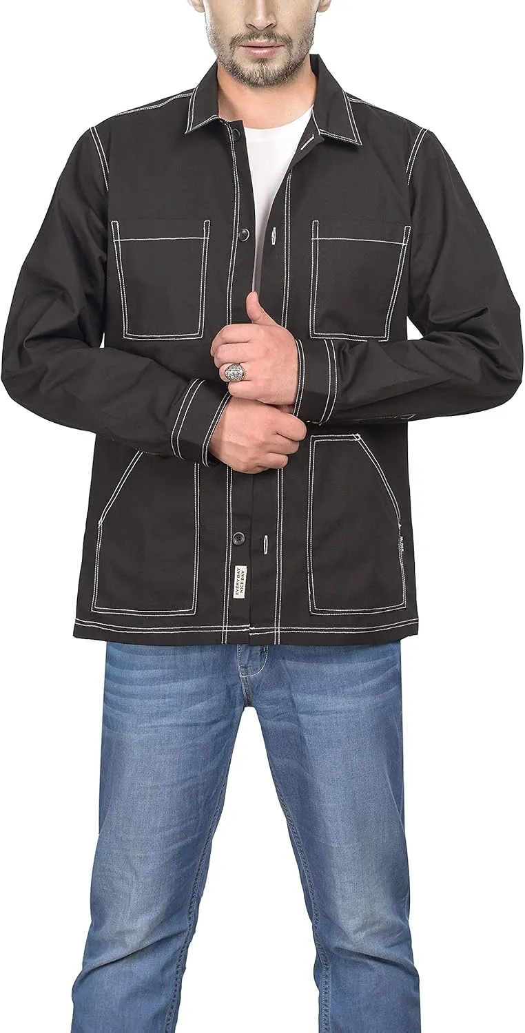 Mens Casual Lightweight Jacket Cotton Overshirts Button Down Shirt Jackets Regular & Big-tall Shacket Jacket