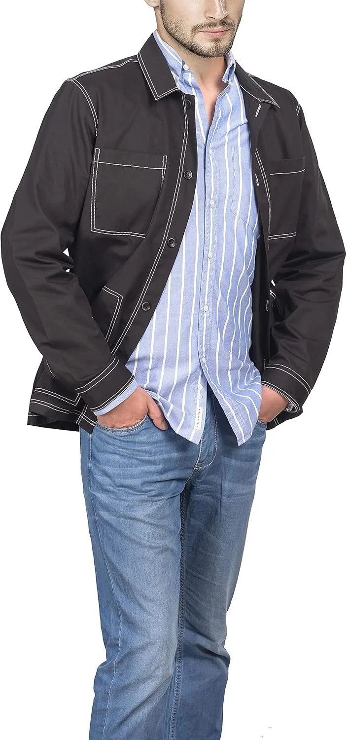 Mens Casual Lightweight Jacket Cotton Overshirts Button Down Shirt Jackets Regular & Big-tall Shacket Jacket