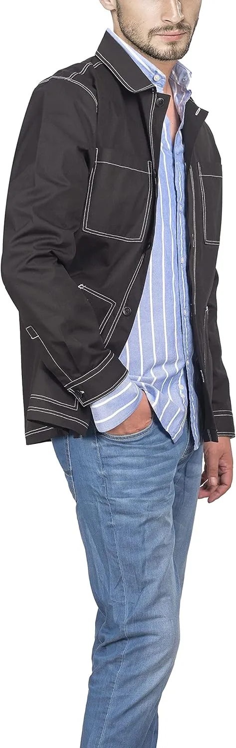 Mens Casual Lightweight Jacket Cotton Overshirts Button Down Shirt Jackets Regular & Big-tall Shacket Jacket
